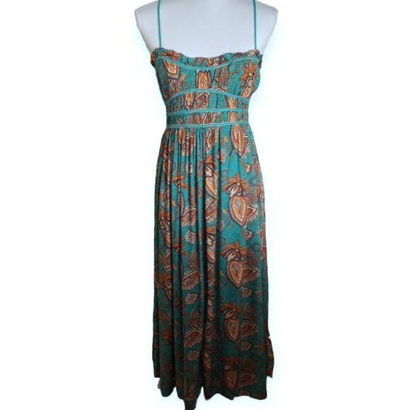 MILLIBON RED DRESS BOUTIQUE Timeless Moments Turquoise Blue Floral Print Midi Dr - Picture 5 of 13